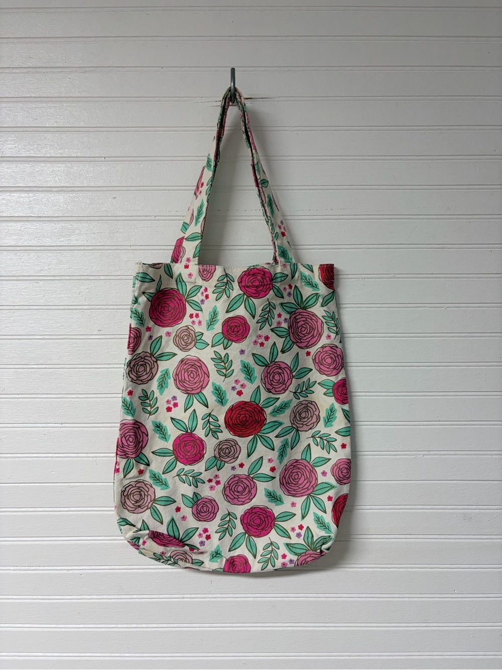 totes Floral Canvas Tote in Pink and Green